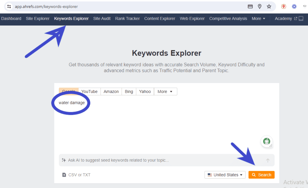 ahrefs keywords explorer