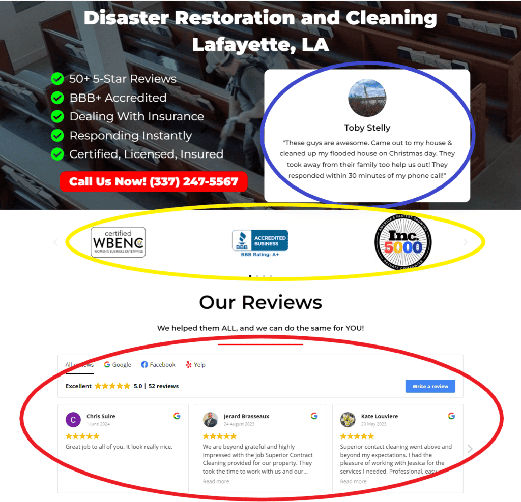 landing page for water damage restoration