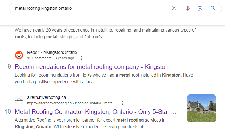 roofing seo results